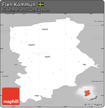 Gray Simple Map of Flen Kommun