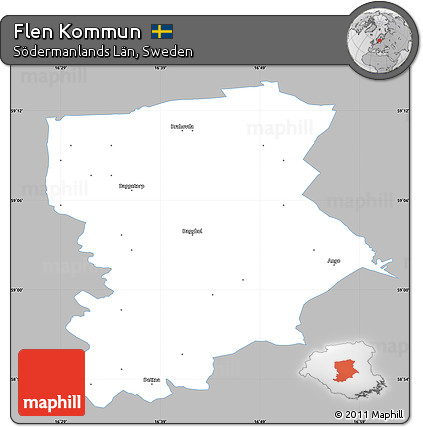 Gray Simple Map of Flen Kommun, single color outside