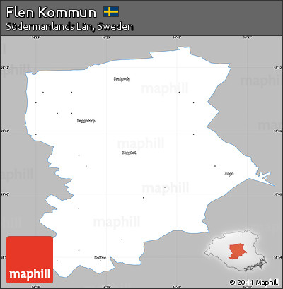 Gray Simple Map of Flen Kommun, single color outside