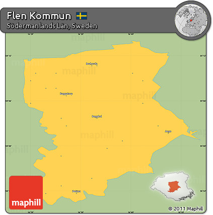 Savanna Style Simple Map of Flen Kommun, single color outside
