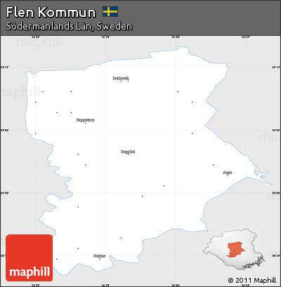 Silver Style Simple Map of Flen Kommun, single color outside