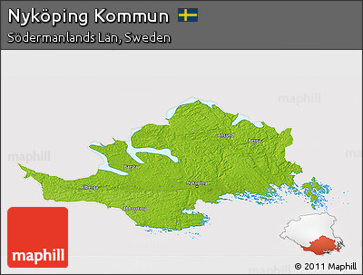 Physical 3D Map of Nyköping Kommun, cropped outside
