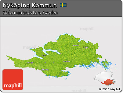 Physical 3D Map of Nyköping Kommun, cropped outside