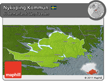 Physical 3D Map of Nyköping Kommun, darken