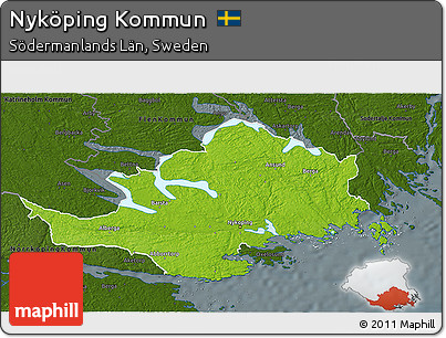 Physical 3D Map of Nyköping Kommun, darken
