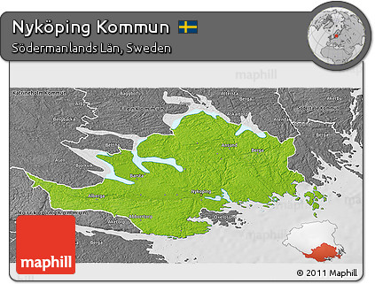 Physical 3D Map of Nyköping Kommun, desaturated