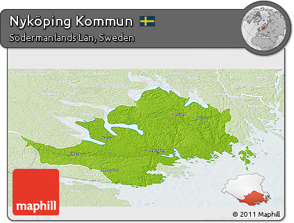 Physical 3D Map of Nyköping Kommun, lighten