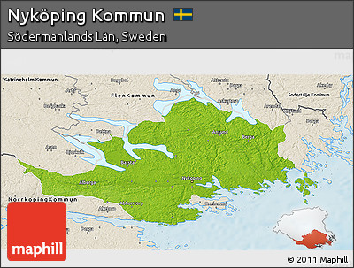Physical 3D Map of Nyköping Kommun, shaded relief outside
