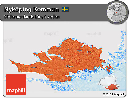 Political 3D Map of Nyköping Kommun, single color outside