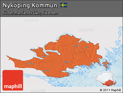 Political 3D Map of Nyköping Kommun, single color outside