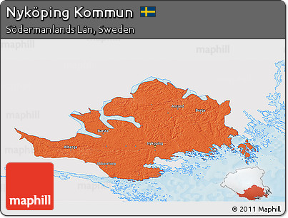 Political 3D Map of Nyköping Kommun, single color outside