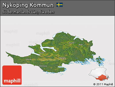 Satellite 3D Map of Nyköping Kommun, cropped outside