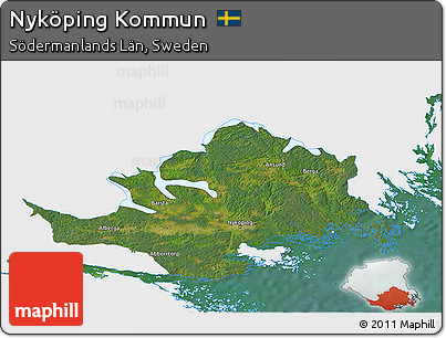 Satellite 3D Map of Nyköping Kommun, single color outside