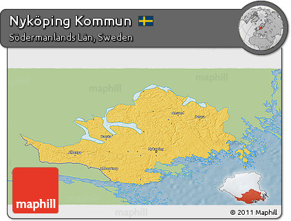 Savanna Style 3D Map of Nyköping Kommun, single color outside