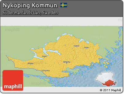 Savanna Style 3D Map of Nyköping Kommun, single color outside