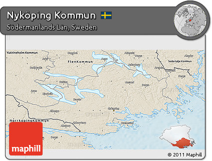 Shaded Relief 3D Map of Nyköping Kommun