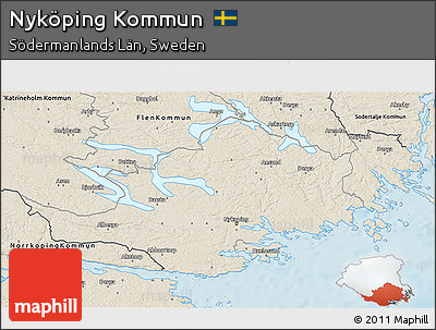 Shaded Relief 3D Map of Nyköping Kommun