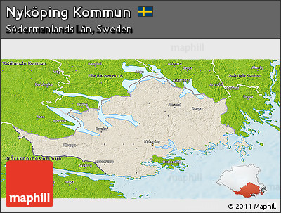 Shaded Relief 3D Map of Nyköping Kommun, physical outside
