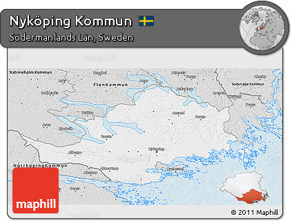 Silver Style 3D Map of Nyköping Kommun
