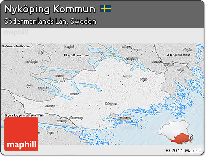 Silver Style 3D Map of Nyköping Kommun