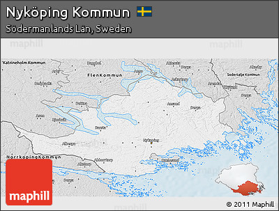 Silver Style 3D Map of Nyköping Kommun