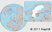 Gray Location Map of Nyköping Kommun, highlighted country, highlighted parent region, within the entire country