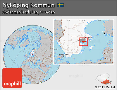 Gray Location Map of Nyköping Kommun, highlighted country, highlighted parent region