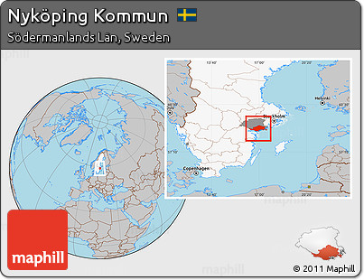 Gray Location Map of Nyköping Kommun, highlighted country, highlighted parent region