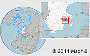 Gray Location Map of Nyköping Kommun, highlighted country, highlighted parent region, hill shading