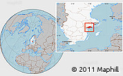 Gray Location Map of Nyköping Kommun, highlighted country, hill shading