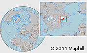 Gray Location Map of Nyköping Kommun, highlighted parent region, hill shading