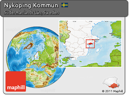 Physical Location Map of Nyköping Kommun, highlighted country