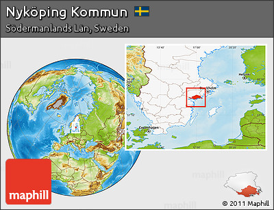 Physical Location Map of Nyköping Kommun, highlighted country