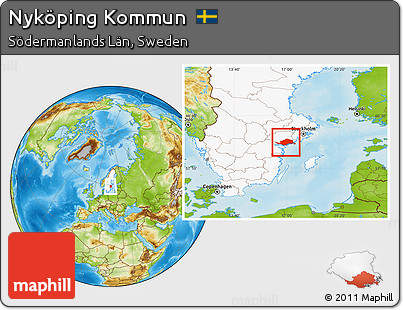Physical Location Map of Nyköping Kommun, highlighted country