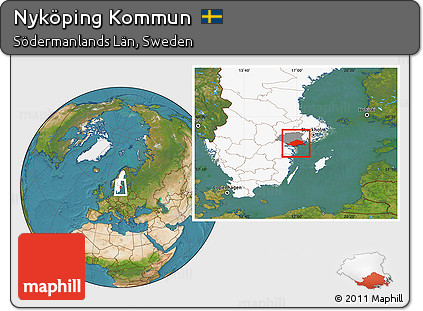 Satellite Location Map of Nyköping Kommun, highlighted country, highlighted parent region