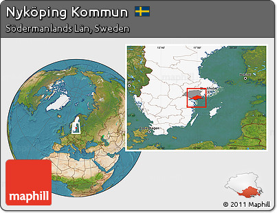 Satellite Location Map of Nyköping Kommun, highlighted country, highlighted parent region