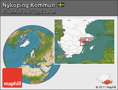 Satellite Location Map of Nyköping Kommun, highlighted country, highlighted parent region