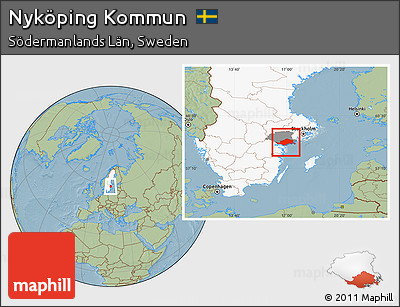 Savanna Style Location Map of Nyköping Kommun, highlighted country, highlighted parent region, hill shading
