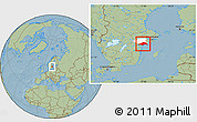 Savanna Style Location Map of Nyköping Kommun, highlighted parent region, hill shading