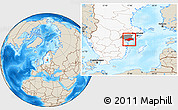 Shaded Relief Location Map of Nyköping Kommun, highlighted country, highlighted parent region
