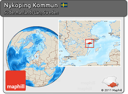 Shaded Relief Location Map of Nyköping Kommun, highlighted parent region
