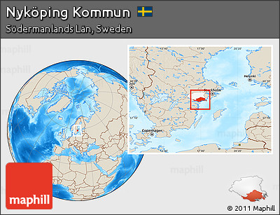 Shaded Relief Location Map of Nyköping Kommun, highlighted parent region