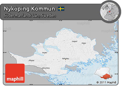 Gray Map of Nyköping Kommun, single color outside
