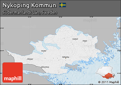 Gray Map of Nyköping Kommun, single color outside