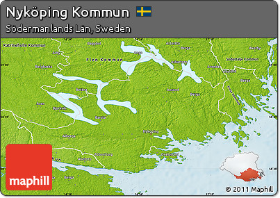 Physical Map of Nyköping Kommun