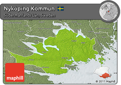 Physical Map of Nyköping Kommun, semi-desaturated