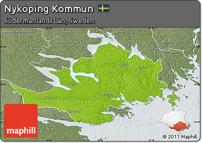 Physical Map of Nyköping Kommun, semi-desaturated