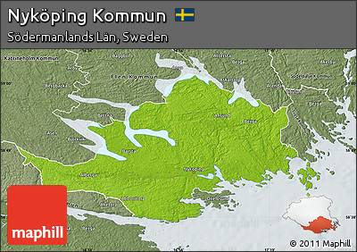 Physical Map of Nyköping Kommun, semi-desaturated