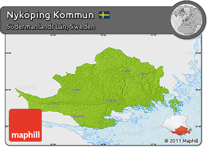 Physical Map of Nyköping Kommun, single color outside