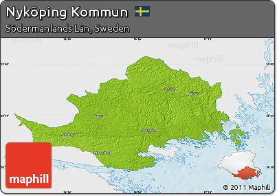 Physical Map of Nyköping Kommun, single color outside